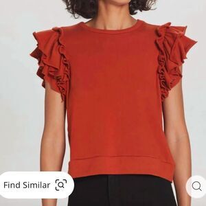 NWOT 169.00 Flutter  Sleeve French Terry Shell Top In Picante Large